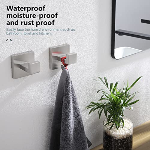 KOKOSIRI Bath Towel Hook Wall Mount Square Robe Hook Coat Hook, Bathroom Kitchen Garage Heavy Duty Wall Mounted, SUS 304 Stainless Steel, Brushed Nickel, B1010BR-P2 - color: Brushed Nickel, size: 2 Pack