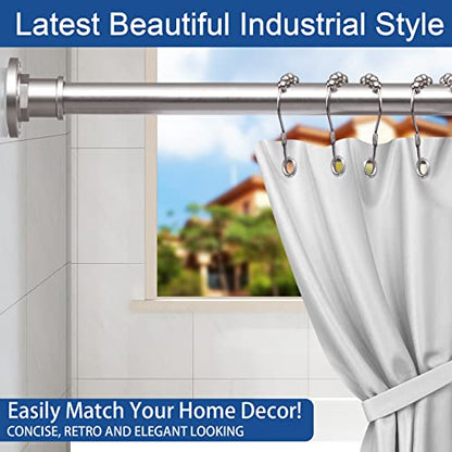 Industrial Shower Curtain Rod - 2-in-1 Design Tension Curtain Rod - Never Rust Non-Slip 43 to 72 Inch 304 Stainless Steel, Brushed Nickel Window Curtain Rod - color: Brushed Nickel, size: 43-72 Inches