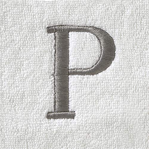 SKL Home Casual Monogram Hand Towel Set, P, 16x26, White 2 Count - color: Casual Monogram Hand Towel Set, size: Hand Towel Set, style: P