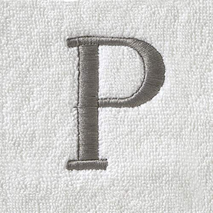 SKL Home Casual Monogram Hand Towel Set, P, 16x26, White 2 Count - color: Casual Monogram Hand Towel Set, size: Hand Towel Set, style: P