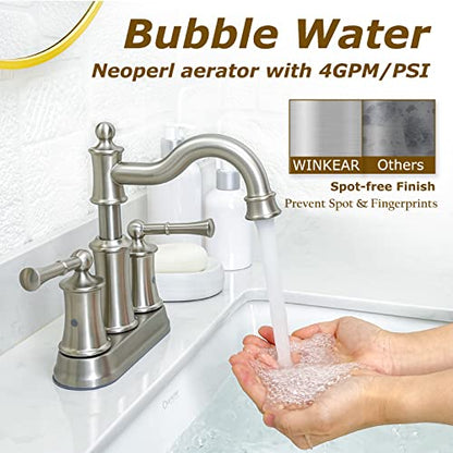 Roman Bathroom Sink Faucet Deck Mount or Wall Mount Installation Pop-up Drain Assembly with Overflow Deck Plate and Water Supply Lines Included (2 Hole Deck Mount, Brushed Nickel) - color: Brushed Nickel, style: 2 Hole Deck Mount
