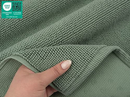 American Soft Linen Bath Rug, 20 in 34 in 100% Cotton Bath Mats Rugs for Bathroom, Slip Reducer Washable Shaggy Form Area Rugs, Sage Green Bath Rug - color: Sage Green, style: 20x34" Cotton Bath Mat