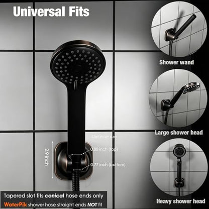 Handheld Shower Head Holder - 5 Positions Adjustable - Clip in - Screw or Adhesive Mount - Bathroom Wall Mounted Shower Wand Holder (Oil Rubbed) - color: Oil Rubbed
