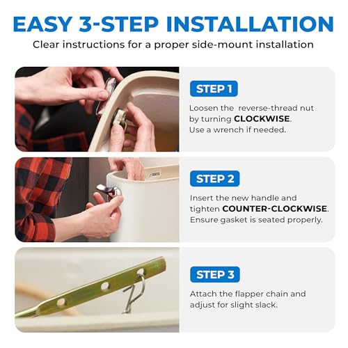 Qualihome Chrome Finish Side Mount Toilet Handle Replacement Kit, Universal Toilet Tank Flush Lever Fits Most Standard Side-Mount Toilet Tanks - color: Chrome Polished