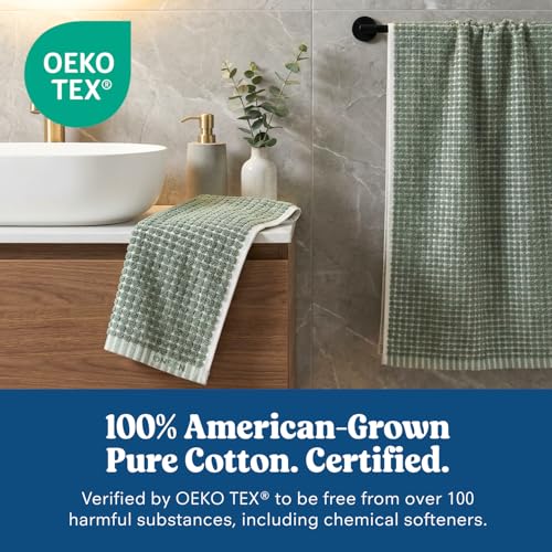ONSEN Sculpted Terry Towel Set, 100% American Cotton, Quick Dry Lint Free, Lightweight Absorbent Face Hand Bath Towels with Hanging Loop (Spruce, 2X Bath Towel, 2X Hand Towel, 2X Face Towel) - color: Spruce, size: 2X Bath Towel, 2X Hand Towel, 2X Face Tow