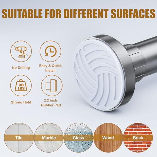Ausemku Shower Curtain Rod 32-80 Inch Adjustable - 1 Inch Diameter Heavy Duty No drill Spring Tension Shower Rod, Non-Slip Rustproof Telescopic Rod for Bathroom, Nickel - color: Nickel, size: 32-80 Inches
