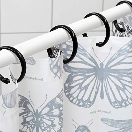 Black Shower Curtain Hooks Rings, 12 Pcs Circular Plastic Shower Curtain Rings for Bathroom, Plastic Shower Curtain Hooks for Shower Curtain Rod, Black Shower Hooks Rings for Shower Curtain - color: Black