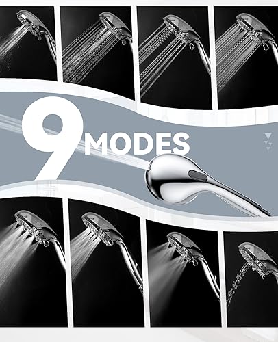 JDO Shower Head with Handheld, High Pressure Handheld Shower Head 9 Settings, Detachable Shower Head Set with Stainless Steel Hose and Shower Bracket (Chrome) - color: Chrome