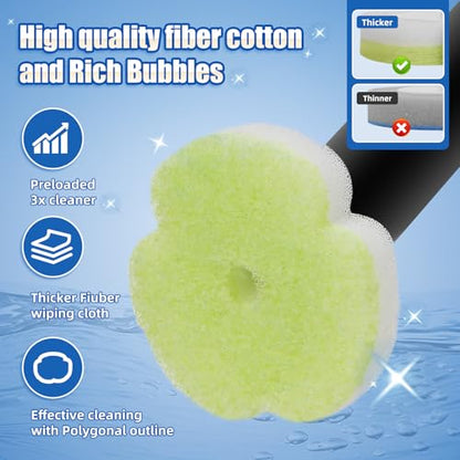 Disposable Toilet Brush Cleaning System with Wand Cleaner Refills,Toilet Cleaning Stick,Wall Mounted Toilet Wand Kit,60 Disposable Toilet Bowl Brush for Sink Bathtub Wash Basin (Green)