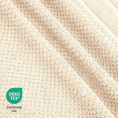 Feather & Stitch 100% Cotton 625 GSM Bath Towel Set of 6, Ultra Soft Highly Absorbent 2 Bath Towels, 2 Hand Towels & 2 Washcloth - Luxury Quick Dry Shower Towels (Ivory) - color: Ivory
