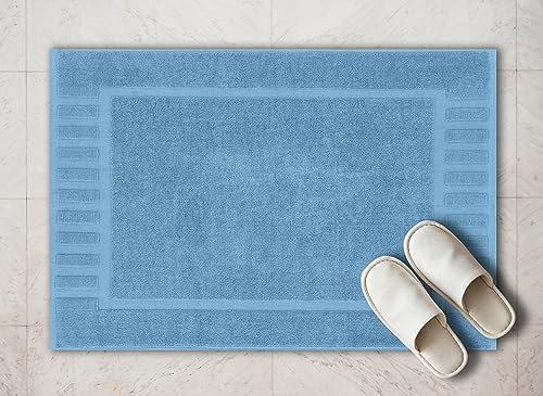 White Classic Luxury Bath Mat Floor Towel Set - Absorbent Cotton Hotel Spa Shower/Bathtub Mats [Not a Bathroom Rug] 22"x34" | 2 Pack | Light Blue - color: 13: Light Blue