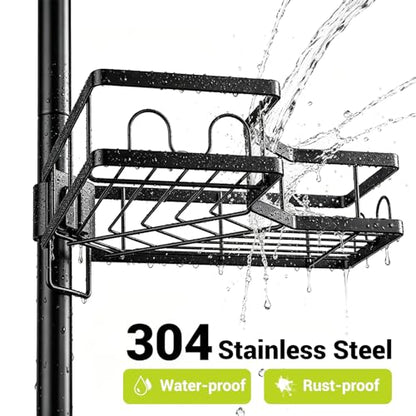 Standing Corner Shower Caddy - 4-Tier Rustproof Adjustable Shower Shelves | No Drill Floor Standing Shower Organizer, for Tall Shampoo, Conditioner, Fits Renters, Apartments, Bathtubs & Walk-in Showers
