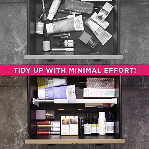 4 Adjustable Drawer Dividers, Organize Silverware and Utensils in Home Kitchen, Divider for Clothes in Bedroom Dresser, Designed to Not Snag Underwear and Bra Fabrics, Bathroom Storage Organizers - size: 4" Tall, 11"-17" Long, 4 Pack