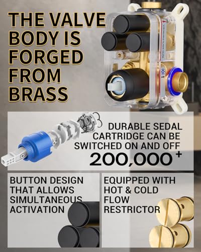 Dasan Rainfall Full Body Shower Faucet System with 12'' Round Shower & 6'' Shower Head,Matte Black Dual Shower Head Faucets Set with Handheld & Valve, Double Shower Head System for Couples/ 2-Person - color: Matte Black