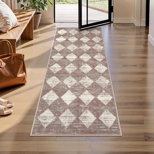 Lahome Zelie Machine Washable Bathroom Rugs Runner, 2x5 Non Slip Entryway Rugs Indoor Kitchen Runner Rug, Moroccan Trellis Non Skid Carpet Runners for Bedside Entrance Laundry Room, Beige - color: Beige, size: 2' x 5' (Runner)