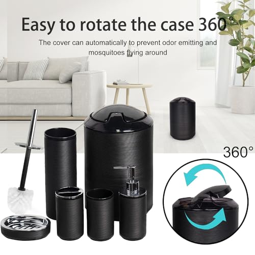 CERBIOR Bathroom Accessories Set 6 Piece Spiral Pattern Bath Ensemble,Black | Includes Soap Dispenser, Toothbrush Holder, Toothbrush Cup, Soap Dish for Decorative Countertop and Housewarming Gift - style: Black