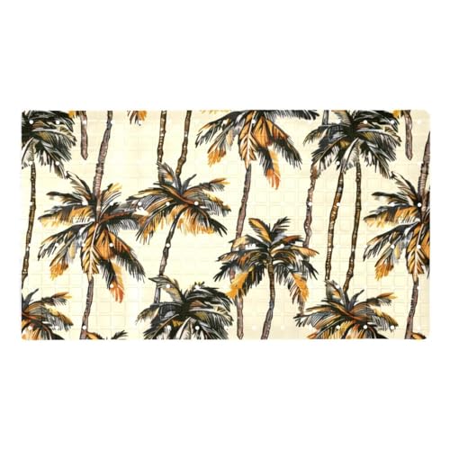 Seamles Palm Tree Pattern Bath Tub and Shower Mats, Non Slip Bathmat with Drain Holes and Suction Cups for Bathroom Floor, 15.1 x 26.8 Inch - color: Multi 07