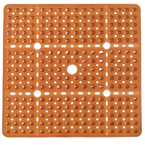 ENKOSI Large Square Shower Mat Non Slip - Bath Mats for Bathroom Non Slip for Shower - Shower Mats for Showers Anti Slip - Shower Grip Mat - Square Bath Mat - Large Shower Mat (Clear Brown 27x27) - color: Clear Brown