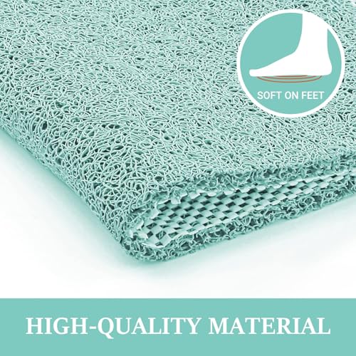 LuxStep Shower Mat Bathtub Mat Non-Slip Bath Mat with Drain, Quick Drying | 24x16 inch PVC Loofah Bathmat for Tub,Shower,Bathroom (Phthalate Free, Green) - color: Green, size: 24" x 16"