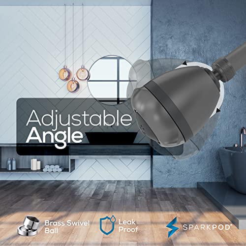 SparkPod High Pressure Shower Head, 3 Inch Fixed Showerhead, Charcoal Grey | Rain, Pulsating & Combo Modes, Helps Boosts Low Water Pressure, Anti-Clog Nozzles, Easy Install - color: 5. Charcoal Grey