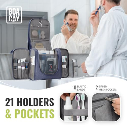 Extra Large Hanging Travel Toiletry Bag for Women and Men, Makeup Bag - color: (X-Large) Violet Blue - Gray Interior