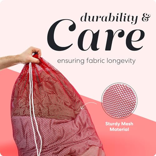 Handy Laundry Mesh XL Laundry Bag, 24" x 36" Heavy Duty, Durable Drawstring Closure, Machine Washable, Large Capacity for Delicates, Travel, College Dorm, Apartment, Red | XL 24x36 Mesh Laundry Bag, Secure Drawstring, Heavy Duty, Machine Washable, for Del