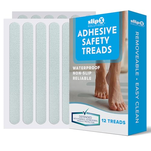 SlipX Solutions Non Slip Bathtub Stickers, 12 Strip Treads, 7.5X.75, Clear | Reliable Grip For Tubs, Showers, Stairs & More, Easy Install, Strong Adhesive, Microban Infused, Design Your Own Pattern - color: Clear, size: 12-Count