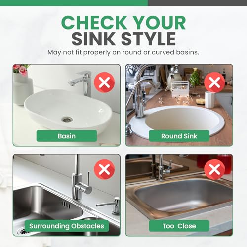 No More Wet Counters - Kitchen Sink Faucet Mat, 24” Silicone, Black