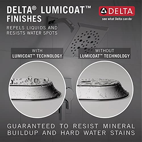 Delta Chrome Rain Shower Head, Single Setting 12 Inch Square Shower Head, Showerheads, 2.5 GPM Flow Rate, Lumicoat Chrome 52159-PR25 - color: Chrome