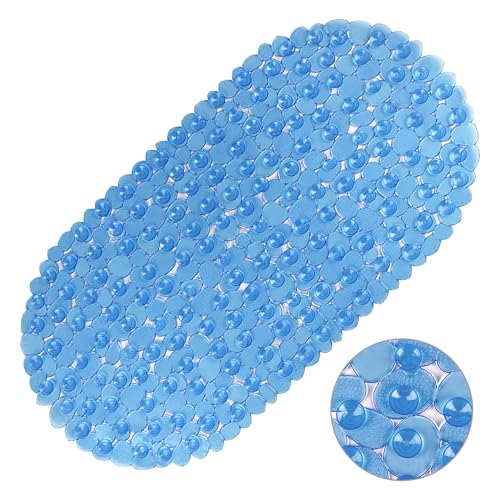 Vannokor Bathtub Mats for Bathroom 27x14 Inch, Pebble Bath Mat for Tub Feels Great on Tired Feet, Friendly Machine Washable Shower Tub Mats with 167 Big Suction Cups, Shower Mat, Bath Tub Mat, Blue - color: Blue, size: 27" x 14" (Oval)