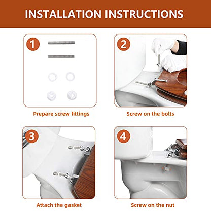 Elongated Toilet Seat Molded Wood Toilet Seat with Zinc Alloy Hinges, Easy to Install also Easy to Clean, Anti-pinch Wooden Toilet Seat by Angol Shiold (Elongated, Brownish Yellow) - color: Brownish Yellow, size: Zinc Alloy Hinge