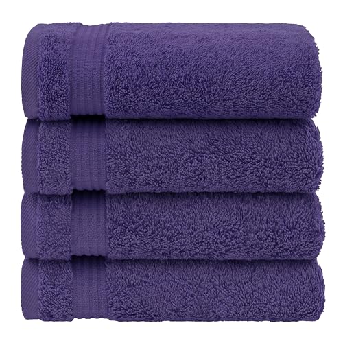 American Veteran Towel, Hand Towels for Bathroom Set of 4, 100% Cotton Turkish Hand Towel Sets, Soft Hand Face Towels, Purple Hand Towels - color: Purple