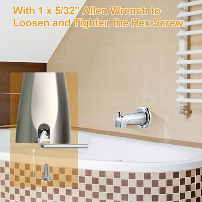 Diverter Tub Spout Compatible with Kohler GP85556-CP (Brushed Nickel) | Slip On Bathroom Bathtub Faucet Replacement for 1/2"Copper Water Tube, Metal Cover Ring and Foam Gasket Included - color: Brushed Nickel