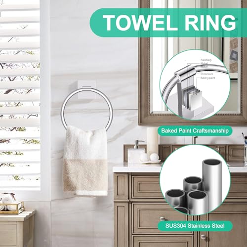 10 Pieces Polished Chrome Towel Bar Set, Double Dase Toilet Paper Holder Bathroom Hardware Set, 23.6 Inch Stainless Steel Towel Rack for Bathroom Wall Mounted - color: Polished Chrome, size: 10pieces B