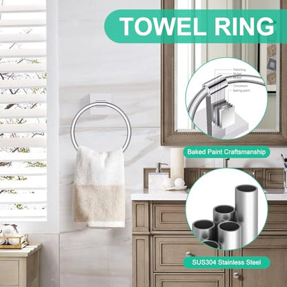 10 Pieces Polished Chrome Towel Bar Set, Double Dase Toilet Paper Holder Bathroom Hardware Set, 23.6 Inch Stainless Steel Towel Rack for Bathroom Wall Mounted - color: Polished Chrome, size: 10pieces B