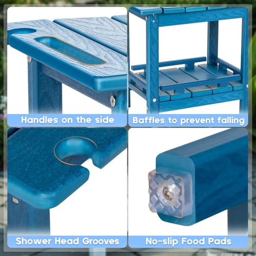 NALONE Shower Bench, HDPE Shower Stool for Shaving Legs (Navy Blue) | Indoor and Outdoor Use, All Weather and Long Last, Perfect for Inside Shower - size: Navy Blue