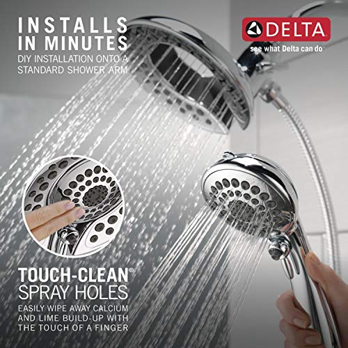 Delta Faucet 5-Spray In2ition Dual Shower Head with Handheld Spray, H2Okinetic Brushed Nickel Shower Head with Hose, Showerheads, Handheld Shower Heads, Magnetic Docking, Stainless 58480-SS-PK - color: Stainless