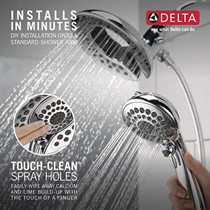 Delta Faucet 5-Spray In2ition Dual Shower Head with Handheld Spray, H2Okinetic Brushed Nickel Shower Head with Hose, Showerheads, Handheld Shower Heads, Magnetic Docking, Stainless 58480-SS-PK - color: Stainless