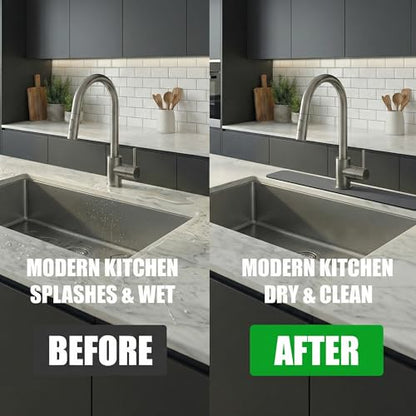 Cuttable Kitchen Sink Faucet Mat: 24"Lx4"W Splash Guard with Center Hole | Customizable Absorbent Non-slip Fabric Rubber Mat, Cut to Fit 2,3,4 Holes Irregular Sink with Soap Dispenser Air Gap - size: 24"Lx4"W