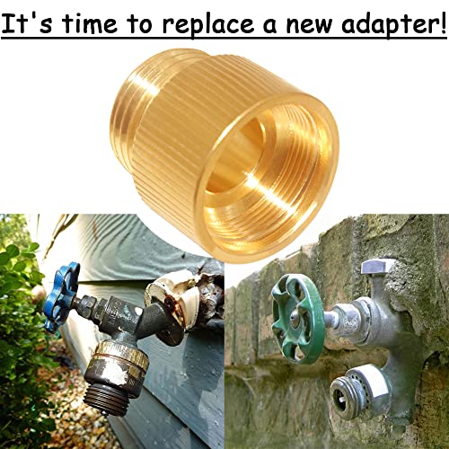 Uenede Garden Hose Bib Adapter 1-1/16" Fine Thread Female to 3/4"GHT Male | 1" Measure Inside Diameter Compatible with Outdoor Faucet to Garden Hose