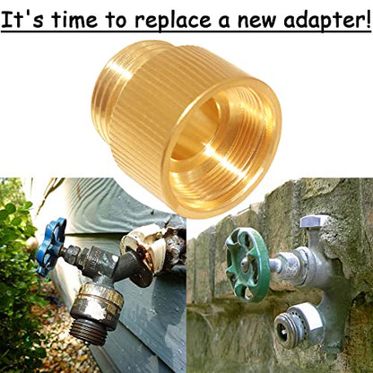 Uenede Garden Hose Bib Adapter 1-1/16" Fine Thread Female to 3/4"GHT Male | 1" Measure Inside Diameter Compatible with Outdoor Faucet to Garden Hose