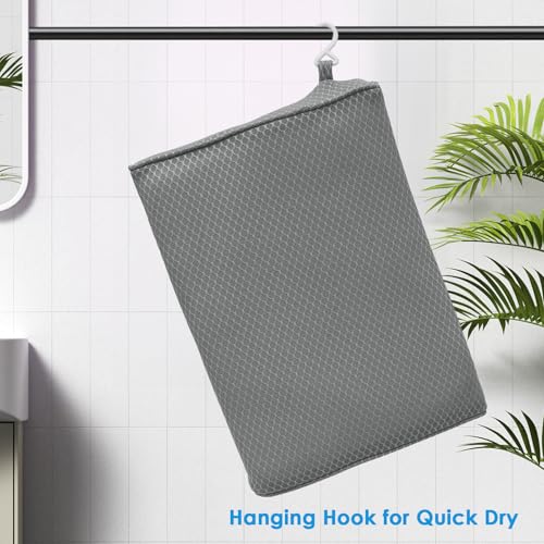 AEROiVi Shower Seat Cushion Non-Slip Silicone Bottom 3D Mesh Washable Gray | Soft Shower Chair Cushion for Benches Quick Drying Washable Mat 3D Mesh Pad with Hook Design Elderly Handicap Disabled - size: Gray