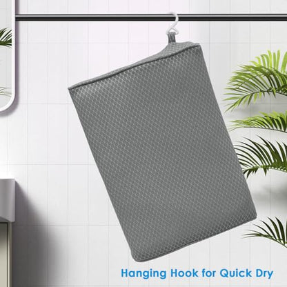AEROiVi Shower Seat Cushion Non-Slip Silicone Bottom 3D Mesh Washable Gray | Soft Shower Chair Cushion for Benches Quick Drying Washable Mat 3D Mesh Pad with Hook Design Elderly Handicap Disabled - size: Gray