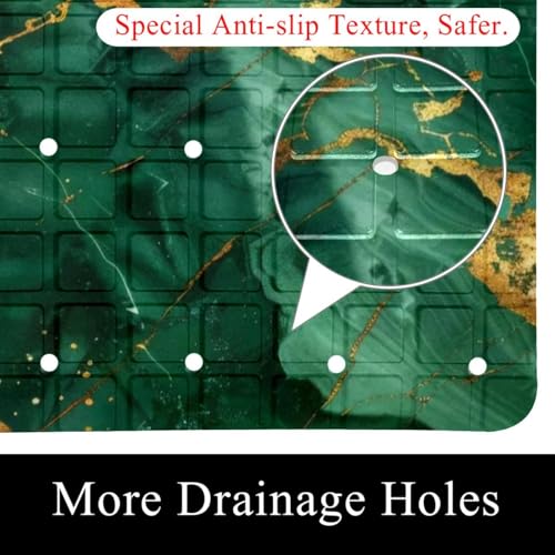 Shower Mat Non Slip 26.8 x 15.1 Inches, Emerald Marble Bathtub Mat Shower Stall Mats with Suction Cups and Drain Holes, Non Slip Bath Mat for Tub for Elderly & Kids - color: Multi 2