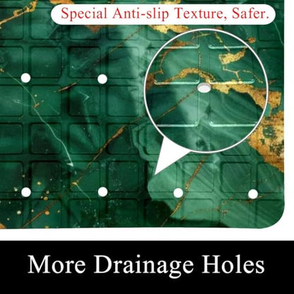 Shower Mat Non Slip 26.8 x 15.1 Inches, Emerald Marble Bathtub Mat Shower Stall Mats with Suction Cups and Drain Holes, Non Slip Bath Mat for Tub for Elderly & Kids - color: Multi 2