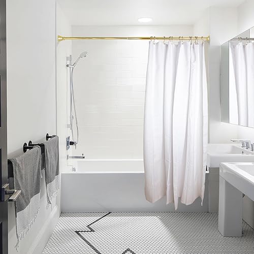 HK1GD Deco Flat Double Roller Shower Curtain Hooks; Gold - Set of 12 - color: Gold