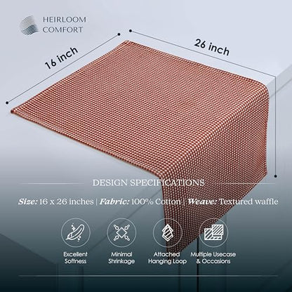 3 Pack Dual Tone Reversible Waffle Weave Kitchen Towels, 16x26 Inch, 100% Cotton, Absorbent, Quick Dry Dishcloth Set, Soft and Durable, Rust - color: Rust, size: 16 x 26 - Pack of 3