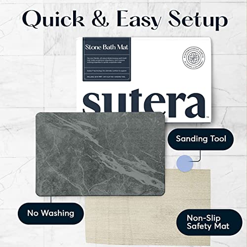 Stone Bath Mat for Bathroom, Dries in Seconds - Diatomaceous Earth, Slate | Super absorbent, quick-drying & easy to clean. Natural material that lasts — restores with light sanding. - color: Slate