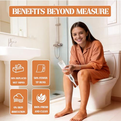Portable Bidet Sprayer with 360° Nozzle | USB-C Rechargeable Bidet Comes with 205 ml Water Bottle & Dual Modes | Waterproof Handheld Electric Travel Bidet for Women, Men, Babies & Personal Hygiene