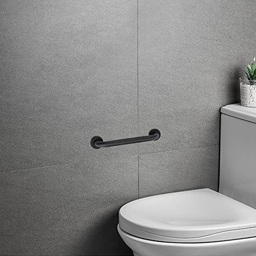 supregear Grab Bars for Wall, Bathroom Shower Handle for Seniors, 1 Inch Diameter 201 Stainless Steel Safety Hand Rail, Wall Mounted Toilet Bathtub Support, Black Finish, 12 Inch - size: 12 Inch